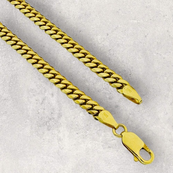 14K Solid Yellow Gold Curb Chain Bracelet - Picture 3 of 3